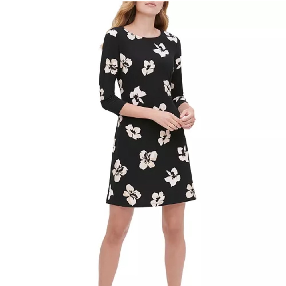 NWT Tommy Hilfiger Black & White Floral Dress Size 6